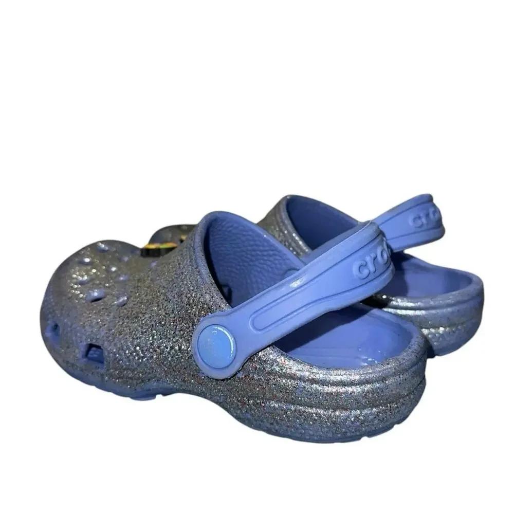 Crocs Kids Classic Glitter Clogs Blue Charm Shoes C10 Toddler